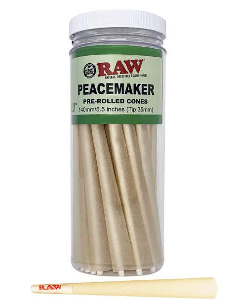 buy raw cones peacemaker size 25 pack extra large pre rolled cones rolling papers and tips