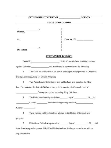 Free Oklahoma Divorce Forms Fill Out And Sign Online Dochub