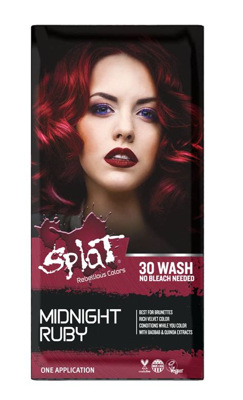 Splat Midnight Ruby Hair Dye Semi Permanent Red Color Bleach Hair Color Splat