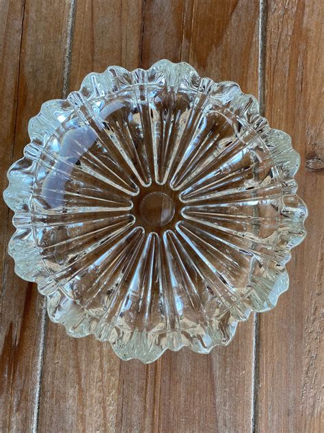 Vintage 1960s Ashtray Cut Glass Crystal Tray In Flower Pattern Etsy