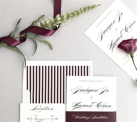 Simple Classic Wedding Invitation Matching With Bordeaux Color
