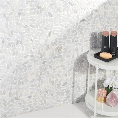 Nature Flower Pebble Carrara Mosaic Tilebar Com