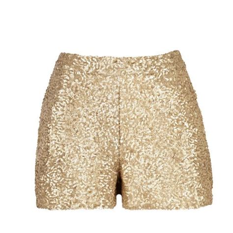 Gold Sequin Shorts With Pockets 32 Found On Polyvore In 2021 Gold Sequin Shorts Sequin