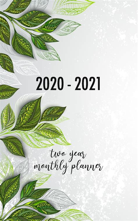 2020 2021 Two Year Monthly Planner Leaves Design 2 Year Pocket Planner Calendar 5x8 Inches