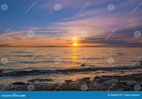 Sunrise Over The Sea And Beautiful Cloudscape Colorful Ocean Beach