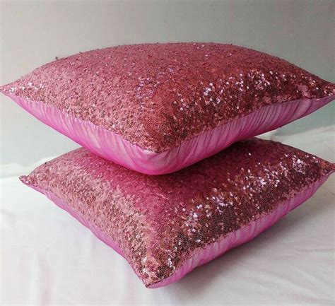 Pink Sequin Pillow Sparkling Pillow Decorative Glitter Etsy