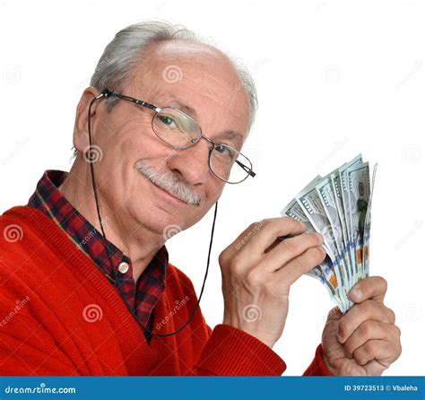 lucky old man holding dollar bills stock image image of holding emotional 39723513