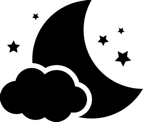 Night Symbol Of The Moon With A Cloud And Stars Svg Png Icon Free