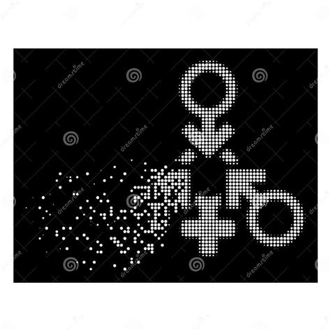 Bright Fractured Dotted Halftone Triple Penetration Sex Icon Stock