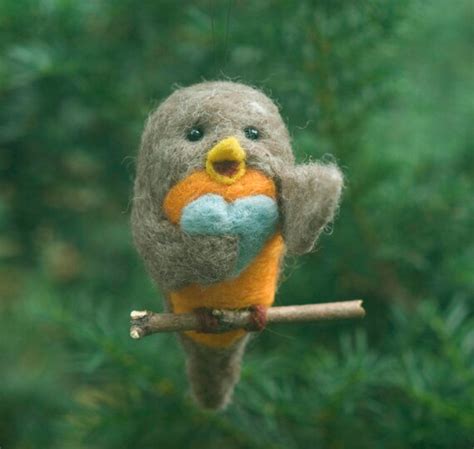 Needle Felted Robin Ornament Singing With Heart