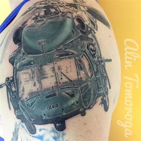 Helicopter Left Shoulder Tattoo Veteran Ink