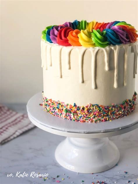 Rainbow Drip Cake Xo Katie Rosario Recipe Drip Cakes Cake