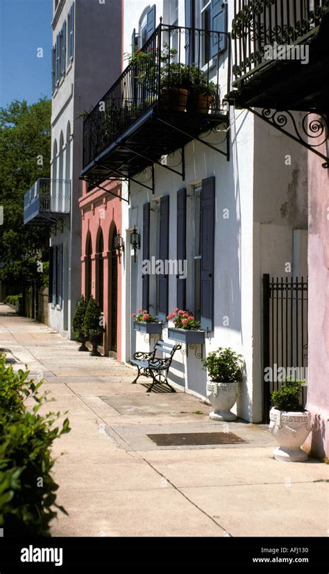 Charleston South Carolina Rainbow Row Historic Houses From The Mid 1700
