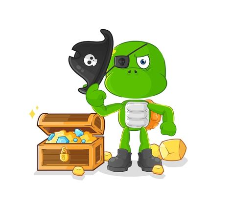 Premium Vector Turtle Pirate With Treasure Mascot Cartoon Vector