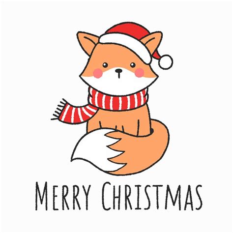 Cute Hand Drawn Christmas Fox 4654871 Vector Art At Vecteezy
