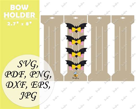 Classic Bow Holder Template Svg Long Hair Bow Display Card Etsy