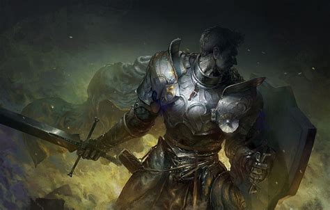 Sword Fantasy Armor Man Digital Art Artwork Shield Warrior