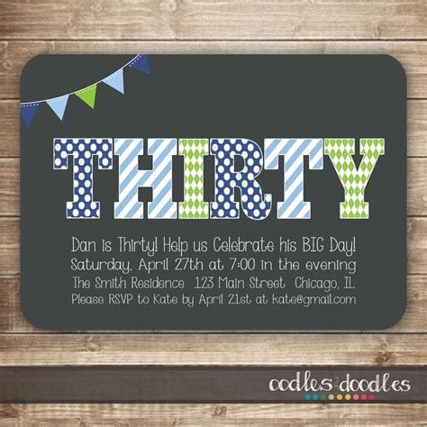 Birthday horoscope for those who were born on june 30th under the zodiac sign cancer. 30th Male Birthday Invitation / Thirty / 40th, 50th ...