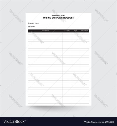 Office Supplies Request From Royalty Free Vector Image