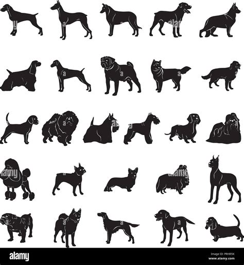 Dog Silhouette Vector Illustration Collection Set Stock Vector Image