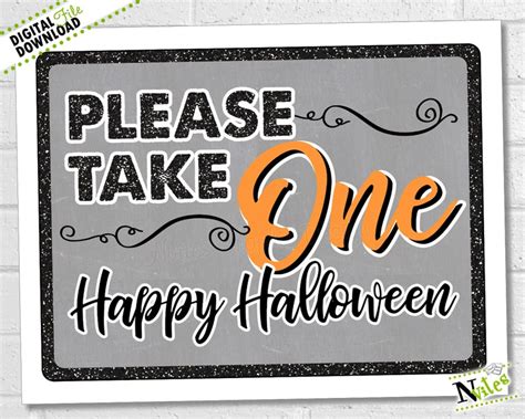 Halloween Trick Or Treat Candy Sign Please Take One Candy Etsy