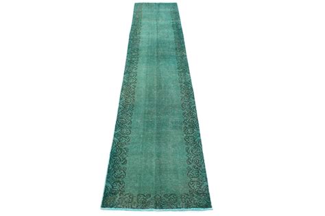 Vintage teppiche in bester qualität. Vintage Teppich Läufer Türkis in 400x80 (1001-191102 ...