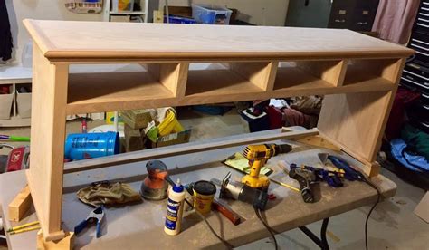 Attaching the back of the hutch. Ana White | Desk Hutch for Printers - DIY Projects