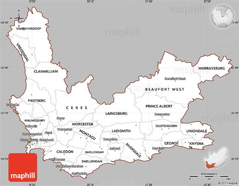 Gray Simple Map Of Western Cape Cropped Outside