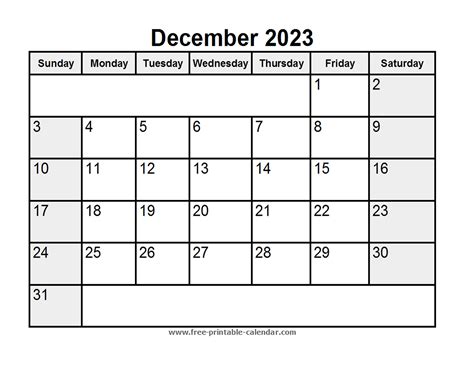 Printable December 2023 Calendar  Freeprintablecalendar.com