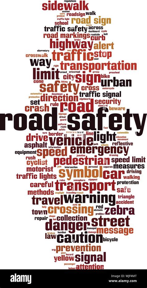 Road Safety Word Cloud Concept Collage Made Of Words About Road Safety