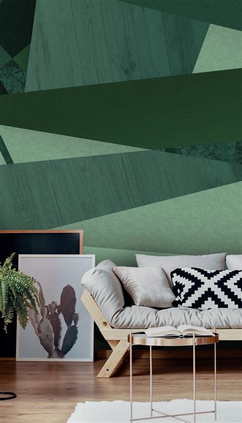 Green Abstract Forest Wall Mural Wallsauce Us In 2020 Green Accent