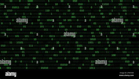 Abstract Green Binary Code Background With 01 Digit In Dark Background