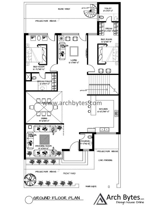 House Plan For 39 X 75 Feet Plot Size 325 Sq Yards Gaj Archbytes