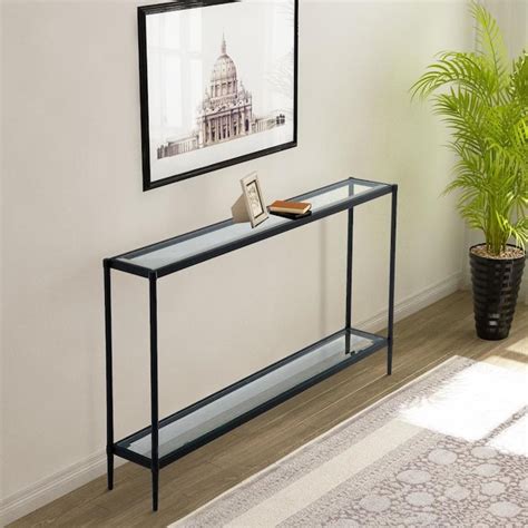 Casainc Skinny Console Table Entry With Glass Top In The