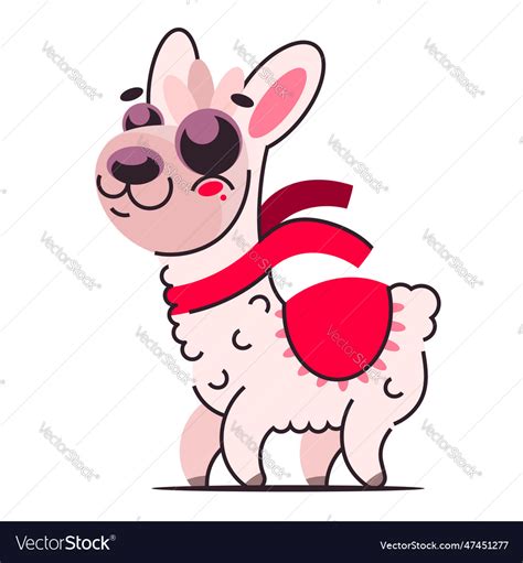 Cute Pink Fluffy Unicorn Llama Alpaca Cartoon Vector Image