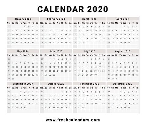 2020 Word Printable Calendar Qualads