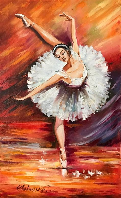 Large Dancing Ballerina Oil Painting Original Ballet Wall Etsy
