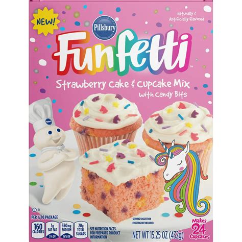 Pillsbury Funfetti Unicorn Strawberry Cake And Cupcake Mix 1525 Oz
