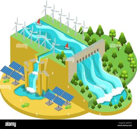 Isometric Alternative Energy Sources Concept With Hydroelectric Power