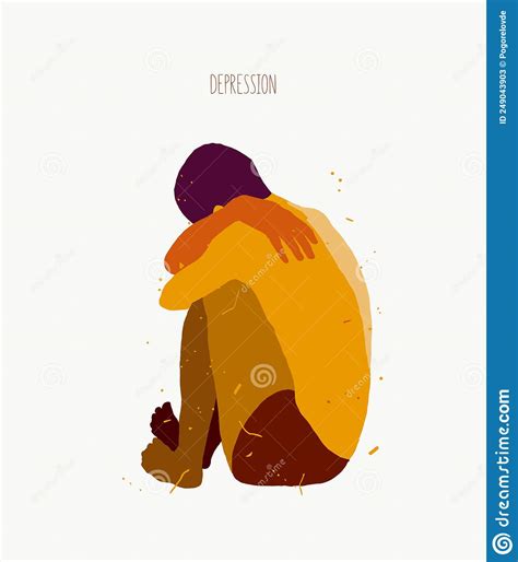 Sad Young Man Sitting On The Floor Alone Stock Vector Illustration Of