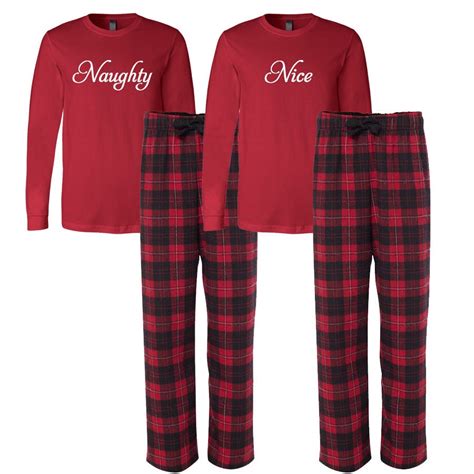 naughty and nice flannel pj set christmas pajamas etsy