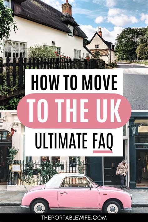 A Pink Car Parked In Front Of A White House With The Words How To Move To The Uk Ultimate Faq