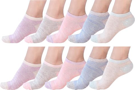 Amazon Com 10 Pair Women S Cotton Sneaker Low Cut Ankle Socks Clothing