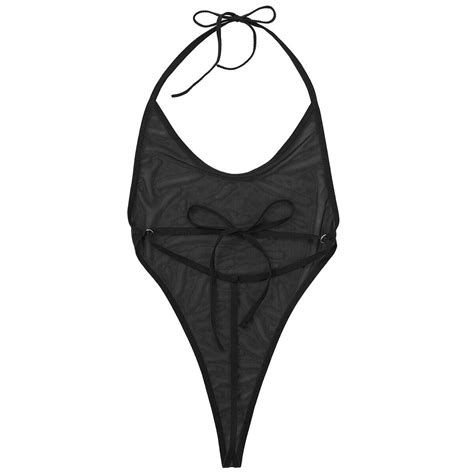 Us Womens One Piece Mesh Bodysuit See Through Lingerie High Cut Leotard Swimwear Ebay