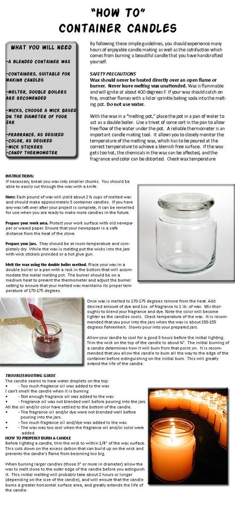 Brief Instructions For Candle Making Candle Making Candles Making