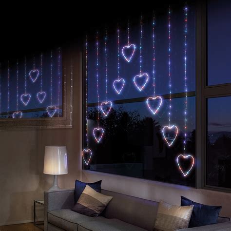 303 Rainbow Led Heart Curtain Light 12m X 12m Plug In Fairy Lights