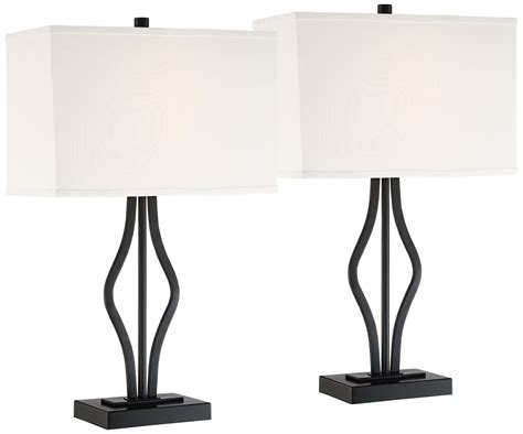 Karla Modern Table Lamps Set Of 2 With Hotel Style Usb Charging Port B Hurec Bz