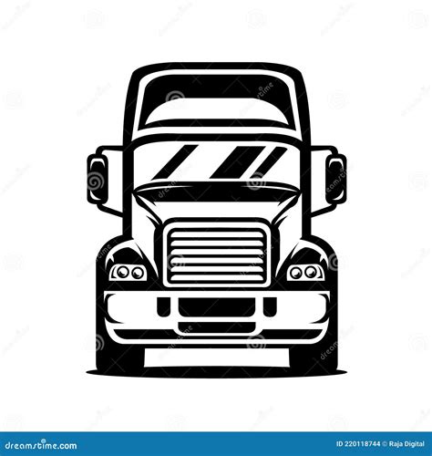 Semi Truck Vector Front View Isolated Stock Vector Illustration Of