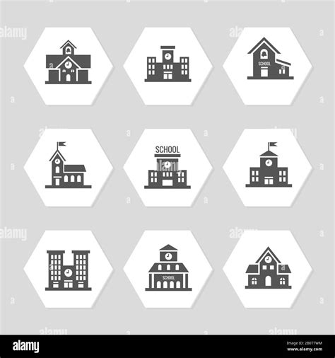 School Buildings Flat Icons Collection Of Design Education Buildings