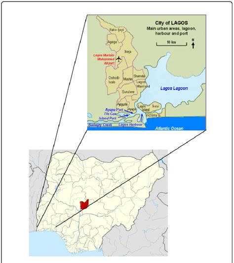 Nigeria map also shows that it shares its international boundaries with chad and cameroon in the east the republic of benin in the west and. Map of Nigeria showing Lagos the study location. | Download Scientific Diagram